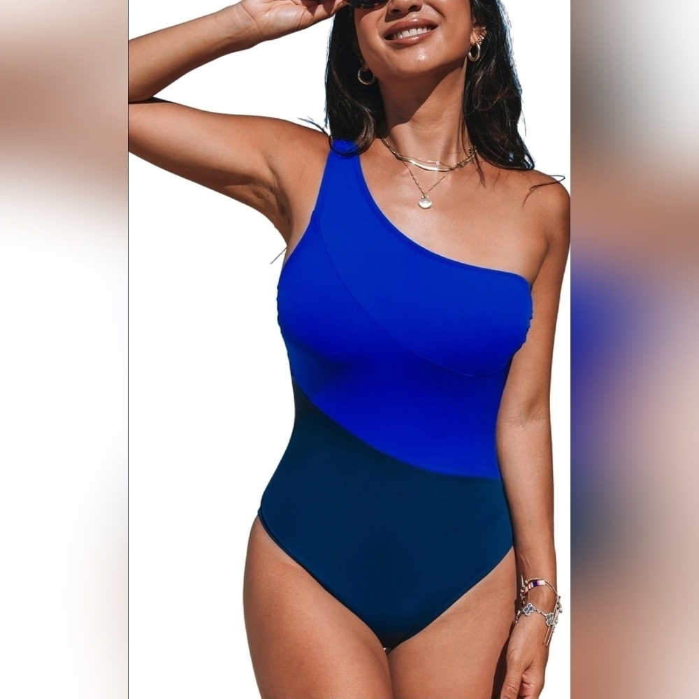 NWT CUPSHE One Shoulder Tummy Control Slimming One Piece Swimsuit SZ M